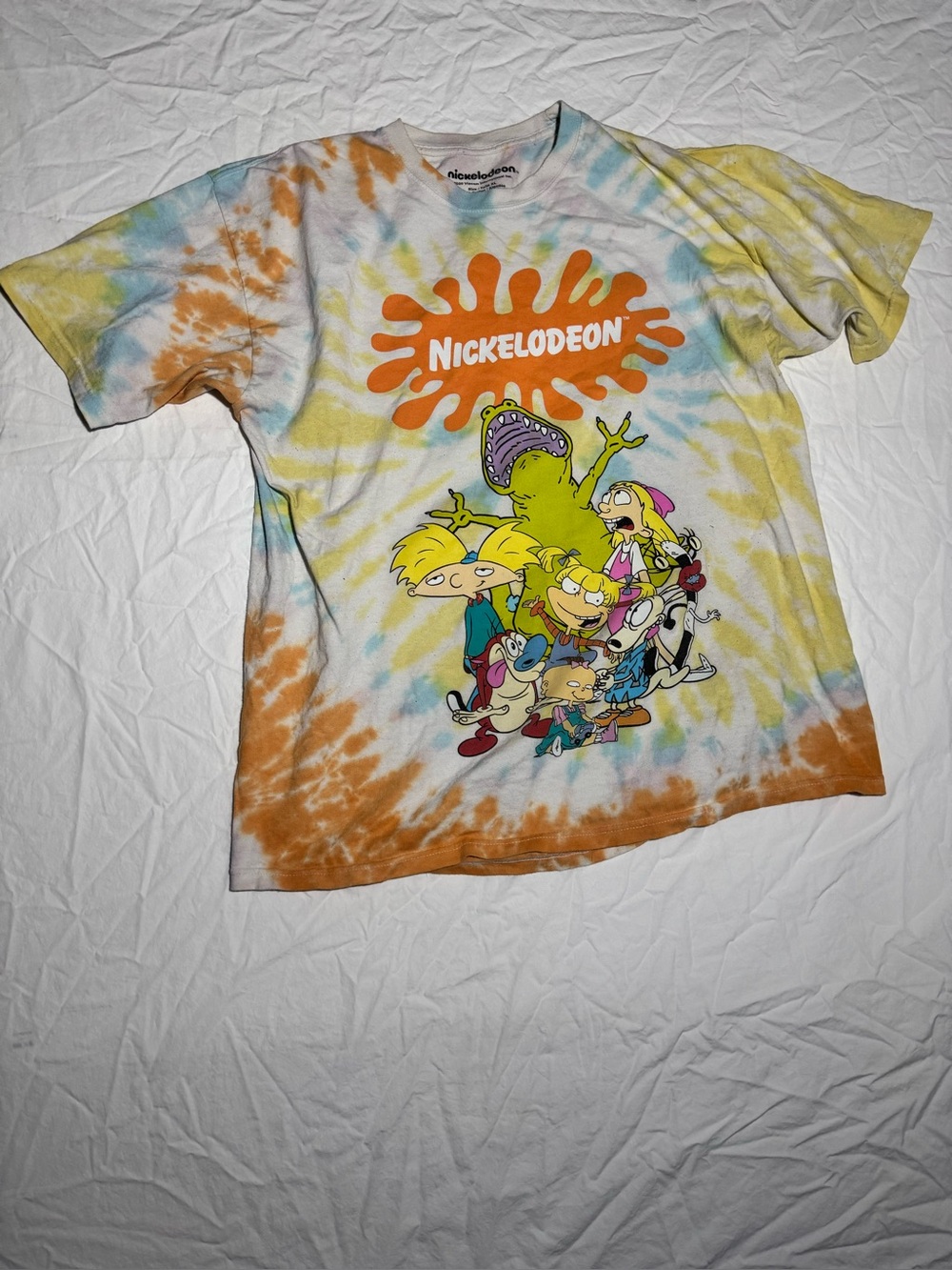 Nickelodeon Best of the 90's Cartoon Mash Rugrats Tie Dye T-Shirt XL